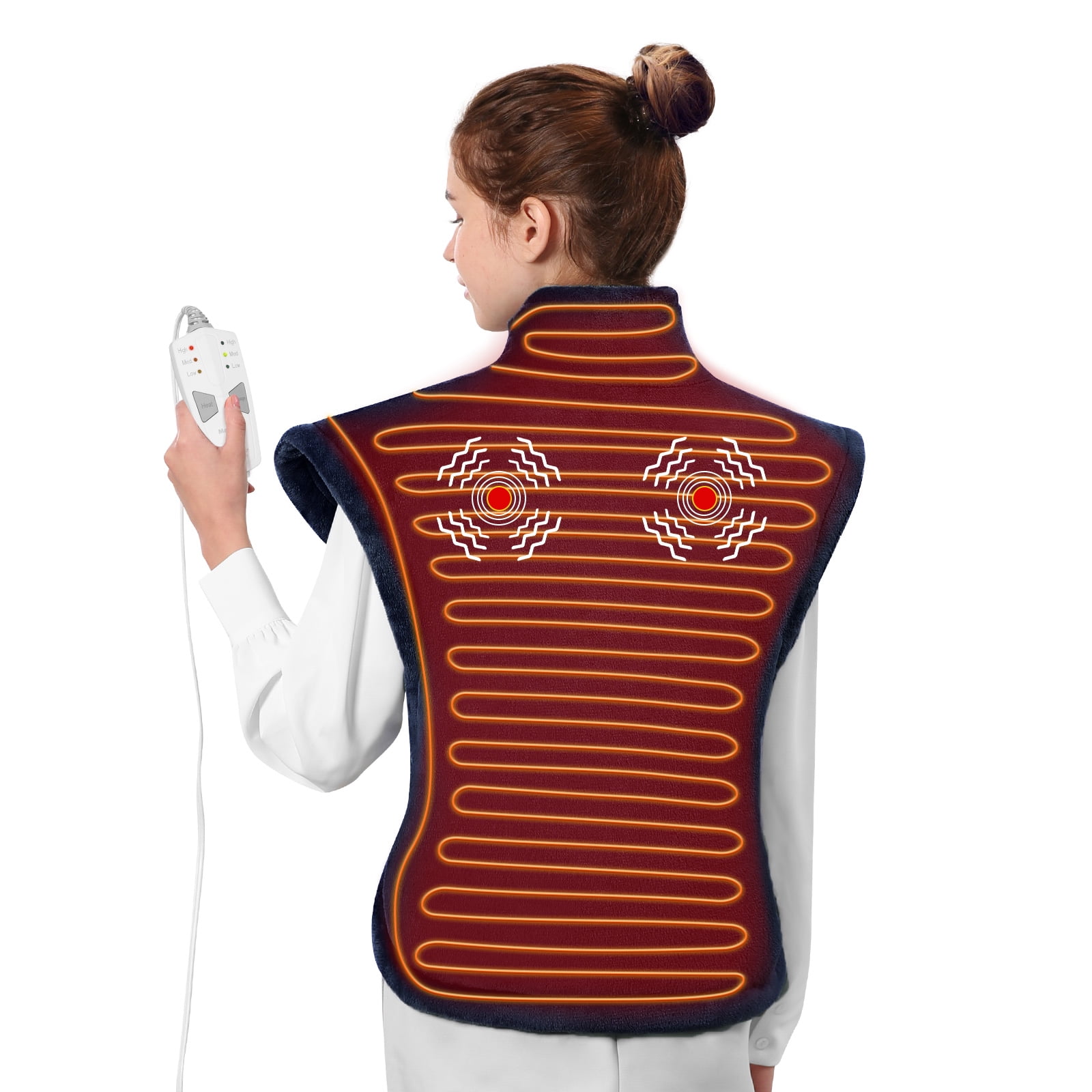 MaxKare Large Heating Pad with Massager, 24"x33" Electric Massaging