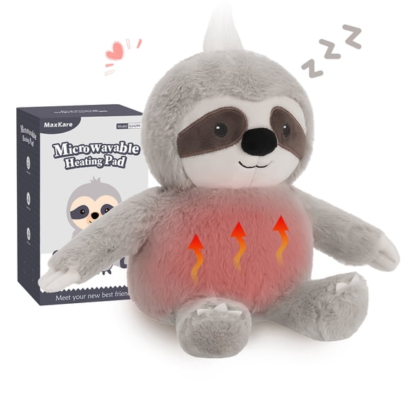 MaxKare Microwavable Stuffed Animal Heating Pad Heatable for Anxiety and Ache Relief, Bedtime, Adorable Christmas Gift for Kids & Adults, 9.4"x13", Sloth