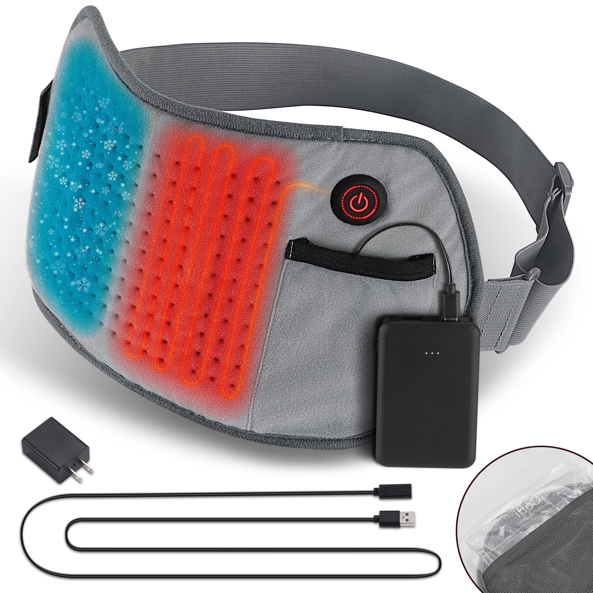 MaxKare Portable Heating Pad for Hot and Cold Use with USB Power Bank Gel Pack 3 Heat Settings Auto Shut off for Full Body Stress Relief Home
