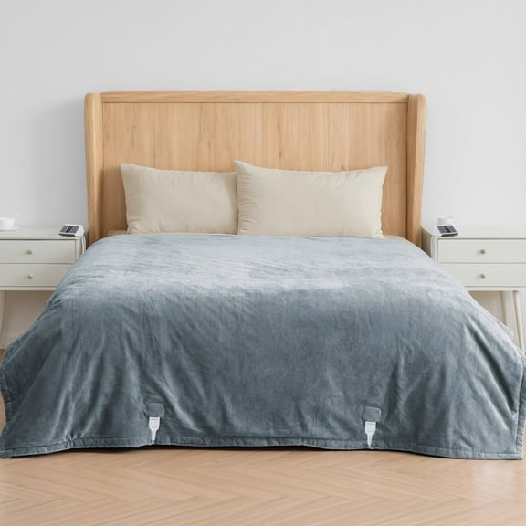 MaxKare Heated Blanket, Queen Size Electric Blanket with 10 Heating Levels & 10H Timers, Soft Flannel, Gray