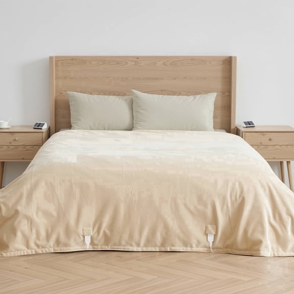MaxKare 84"x90" Heated Blanket, Dual Controllers 10 Heat Settings, 10H Timers, Soft & Skin-friendly Flannel, White