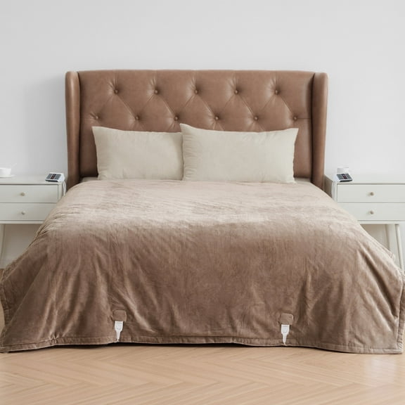 MaxKare Heated Blanket, Queen Size Electric Blanket with 10 Heating Levels & 10H Timers, Soft Flannel, Linen