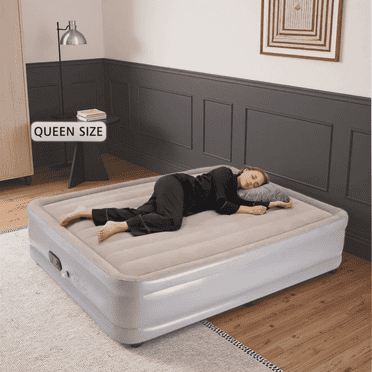MaxKare Queen Air Mattress, 18 inch Raised Inflatable Bed with Built-in Pump, Quick Inflation, Portable for Camping & Guests, Gray