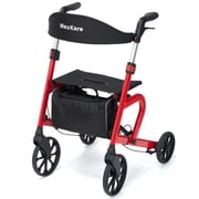 MaxKare Rollator Walker with 10  All Terrain Wheels, 8 Level Adjustable Handle, Foldable Walkers for Seniors with Seat & Backrest