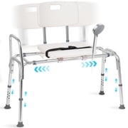 MaxKare Sliding Transfer Bench for Bathtub, 9 Levels Adjustable Height Shower Chair, Non-Slip Shower Bench for Elderly Disabled Handica with Safety Belt & Cutout Seat, 300 lbs