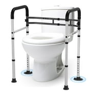 MaxKare Toilet Safety Rail for Elderly and Handicap, Adjustable Height & Width, Stand Alone Lightweight Aluminum Toilet Safety Frame, Supports up to 300Lbs