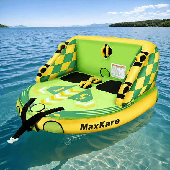 MaxKare Towable Tube for Boating 2 Rider Waterskiing Towables for Youth & Adult Have Fun Outdoor, Green