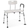 thumbnail image 1 of MaxKare Transfer Bench & Shower Chair with Backrest & Padded Armrests for Senior and Handicap, Toilet Rail, 10 Levels Height Adjustable, Rubber Feet, 300Lbs, 1 of 12