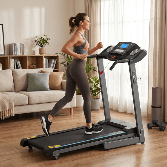 Naipo Treadmill 2.5HP Electric with 12Level Auto Incline  Foldable Treadmill with LCD Monitor 220lbs 8.5 mph Speed Range for Home Gym Eercise Fitness
