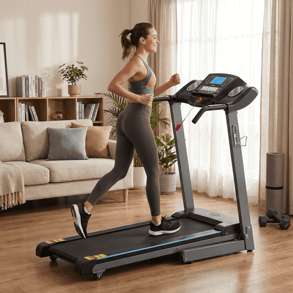 Naipo Treadmill 2.5HP Electric with 12Level Auto Incline Foldable Treadmill with LCD Monitor 220lbs 8.5 mph Speed Range for Home Gym Eercise Fitness
