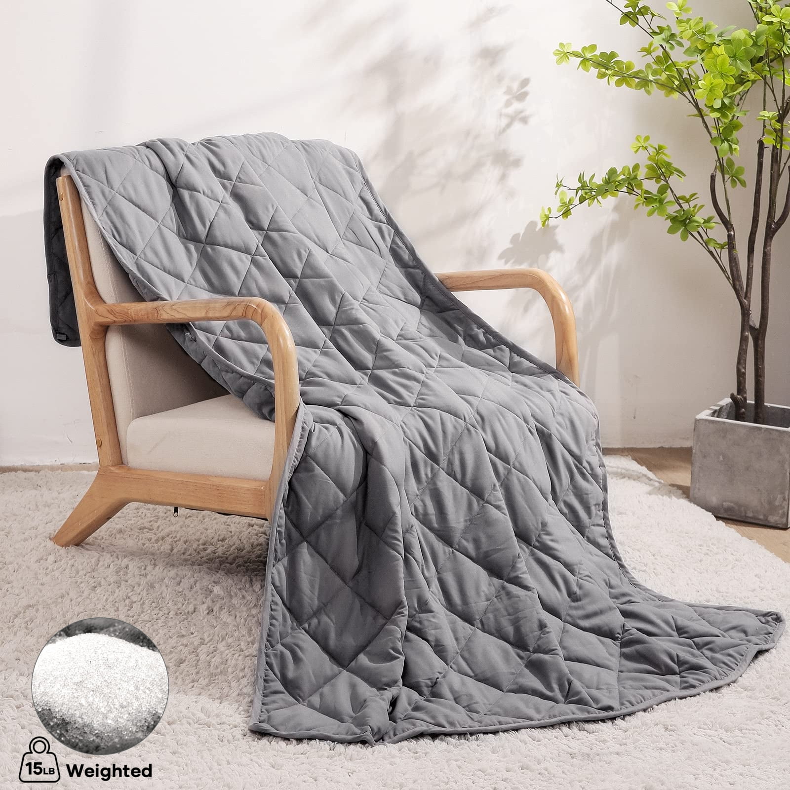 Gray Twin Size MaxKare Weighted Blanket on a Chair