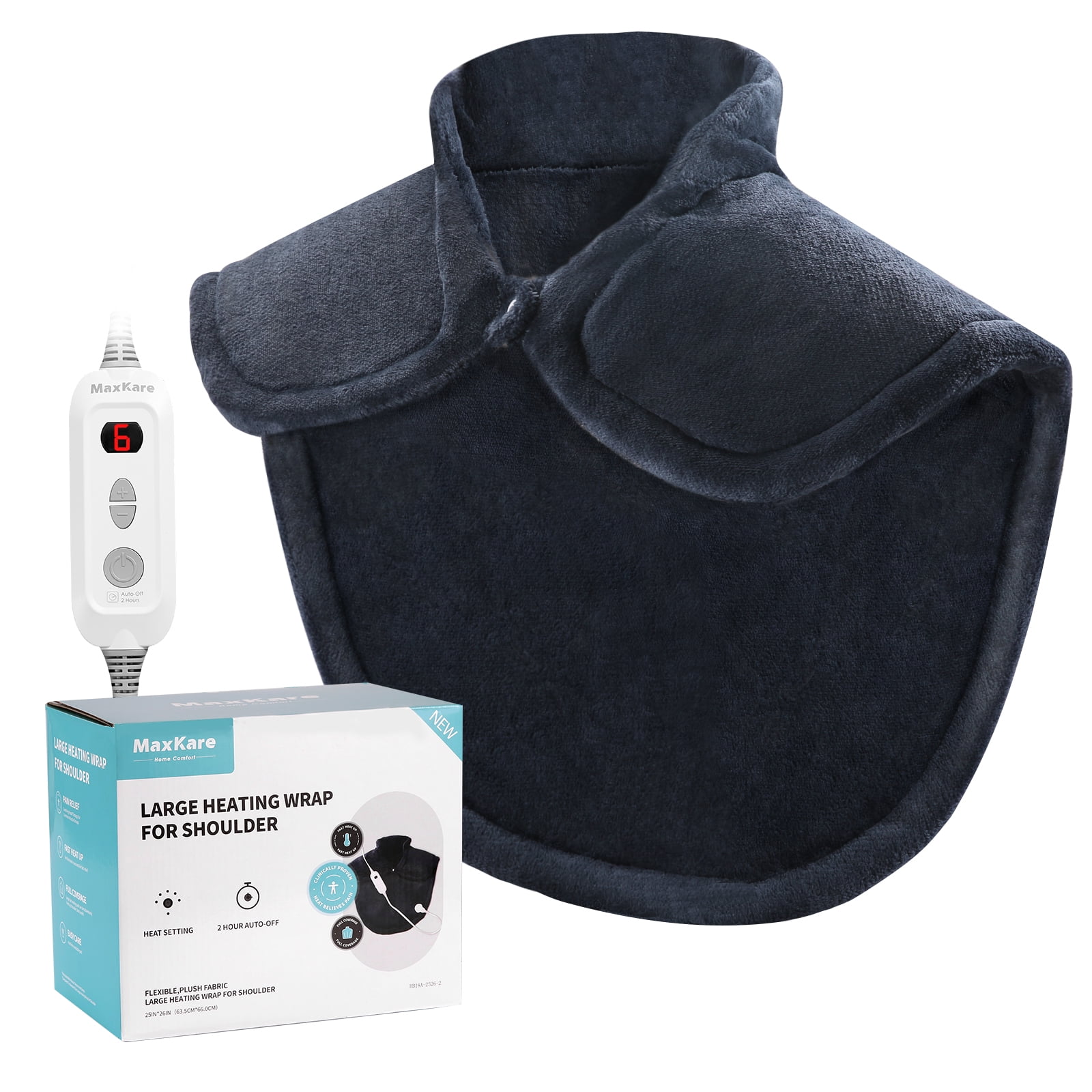 MaxKare Widened Heating Pad for Neck, Shoulder & Back 25" x 26" with 6