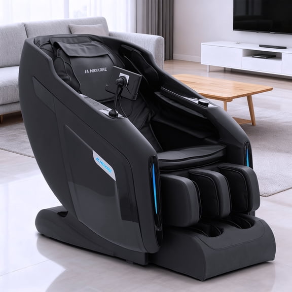 MaxKare Zero Gravity 3D Massage Chair Full Body, SL-Track Massage with Heat, Voice Control,  Bluetooth, Foot Roller, Black