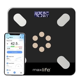 Max Life® Smart Body Fat Scale with Bluetooth, Digital LCD, Body Composition Analyzer, OKOK App, Black
