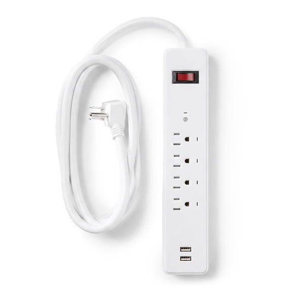 MaxLite 4 ft Smart Power Strip Surge Protector with USB, 1875W 125V, 4 Outlets 2 USB Ports, Energy Monitoring, WiFi Voice & Timer Control - 4 feet