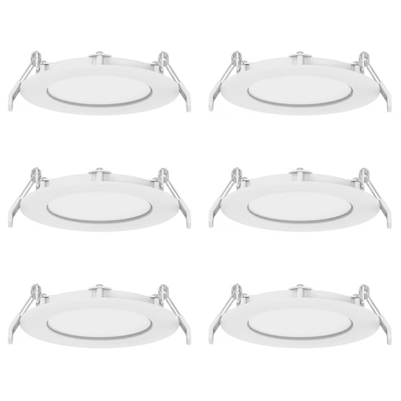 MaxLite 6 Pack Canless LED Recessed Wafer Downlight, 13W 120V, Slim Profile, 6 Inch 13W 2700K-5000K, Dimmable, Selectable CCT, for Kitchen, White