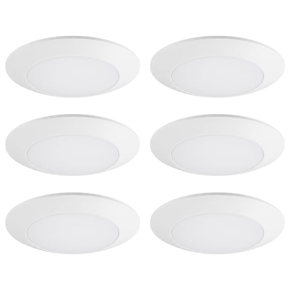 MaxLite 6 Pack Canless LED Recessed Wafer Downlight, 15W 120V, 6 Inch 15W 3000-5000K, Value Pack, Dimmable, Selectable CCT, for Kitchen, Bedroom