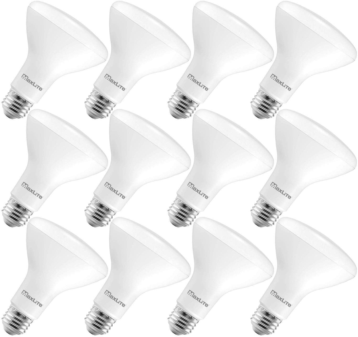 MaxLite BR30 LED Flood Light Bulbs, 65W Equivalent, 650 Lumens, Dimmable, Energy Star, E26 Medium Base, 2700K Soft White, 12-Pack
