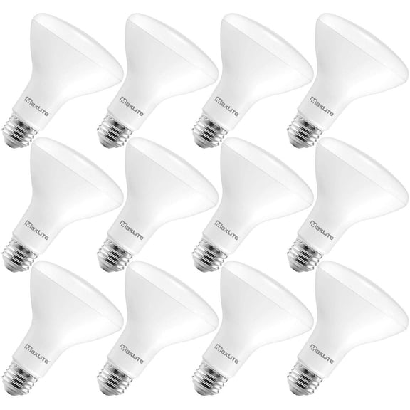MaxLite BR30 LED Flood Light Bulbs, 65W Equivalent, 650 Lumens, Dimmable, Energy Star, E26 Medium Base, 2700K Soft White, 12-Pack