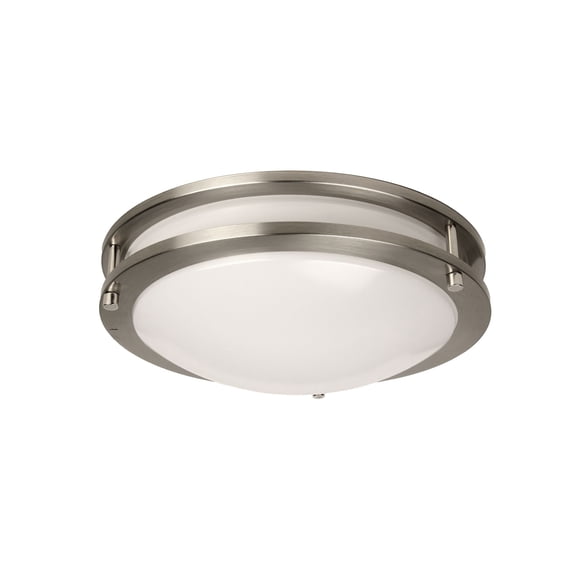 MaxLite Brushed Nickel Flush Mount LED Ceiling Light Fixture, Selectable 16W 120-277V, 12 Inch 2700K-5000K, Low Profile, Dimmable