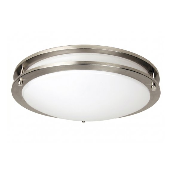 MaxLite Brushed Nickel Flush Mount LED Ceiling Light Fixture, Selectable 20W 120-277V, 14 Inch 2700K-5000K, Low Profile, Dimmable, Selectable CCT