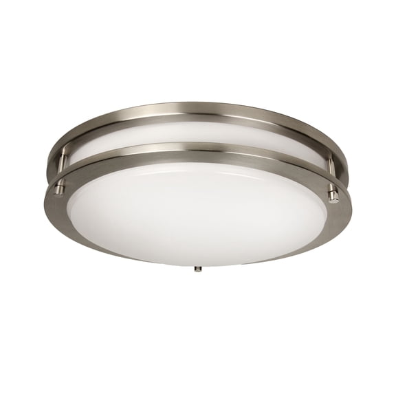 MaxLite Brushed Nickel Flush Mount LED Ceiling Light Fixture, Selectable 20W 120-277V, 14 Inch 2700K-5000K, Low Profile, Dimmable, Selectable CCT