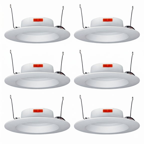 MaxLite Canless 6 Pack LED Recessed Wafer Downlight, 9.5W 120V, 6 Inch 9.5W 3000-5000K, Slim Profile,6 Value Pack, Dimmable, Selectable CCT, White