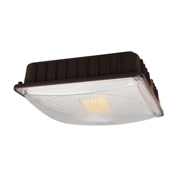 MaxLite LED Canopy Light, 55W 120-277V, 55W 5000K, Selectable CCT, 0-10V Dimmable, Low Profile, for Stairwell, Garage, Bronze