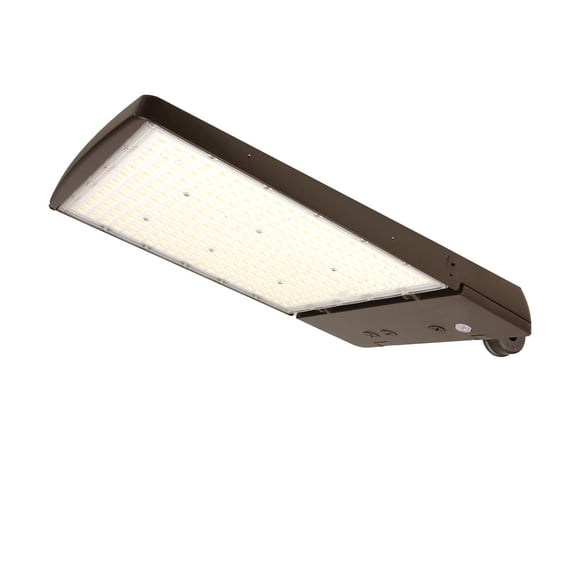 MaxLite Outdoor LED Area Light, 150/175/200W Selectable, 120277V, 30005000K CCT Select, Bronze, Upper Knuckle Mount