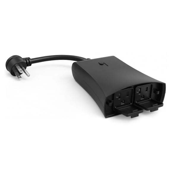 MaxLite Outdoor Smart Plug Outlet, 1875W 125V, Dual Outlet, WiFi, Timer, Voice Control,Weather Resistant, for String Light, Patio, Porch, Deck, Black