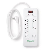 MaxLite Smart Power Strip Surge Protector with USB, 1875W 125V, 8 Outlets 1875W 15A 120V, Surge Protector, for Office, Home Office, White