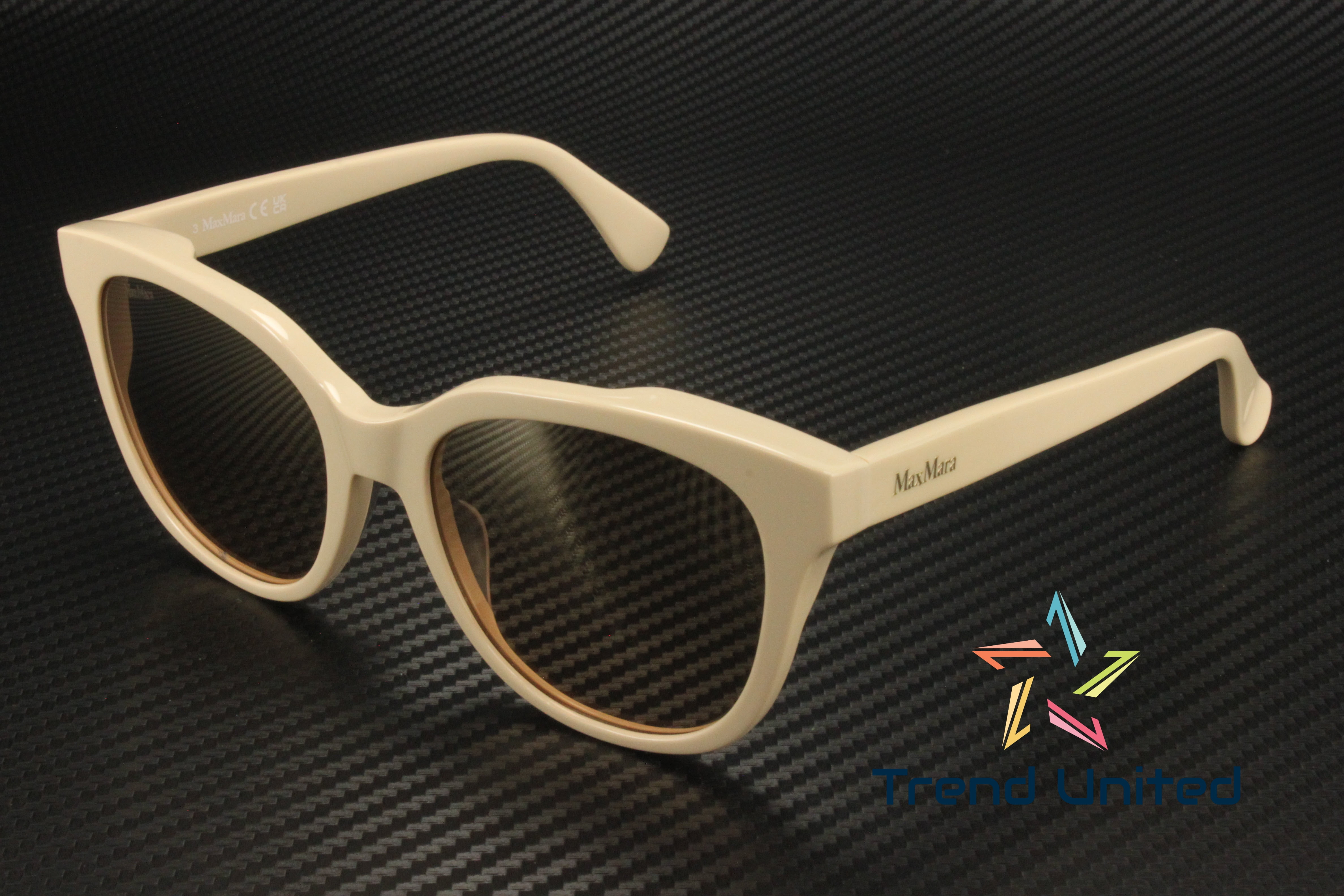MaxMara MM0068 25G Plastic Ivory Brown Mirror 54 mm Women's Sunglasses