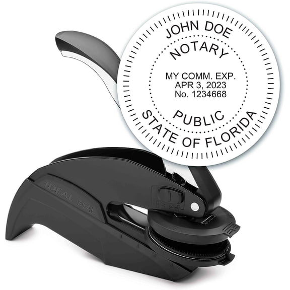 MaxMark Notary Seal Round Embosser for Florida State - Includes Gold Burst Seal Labels (50 Count)