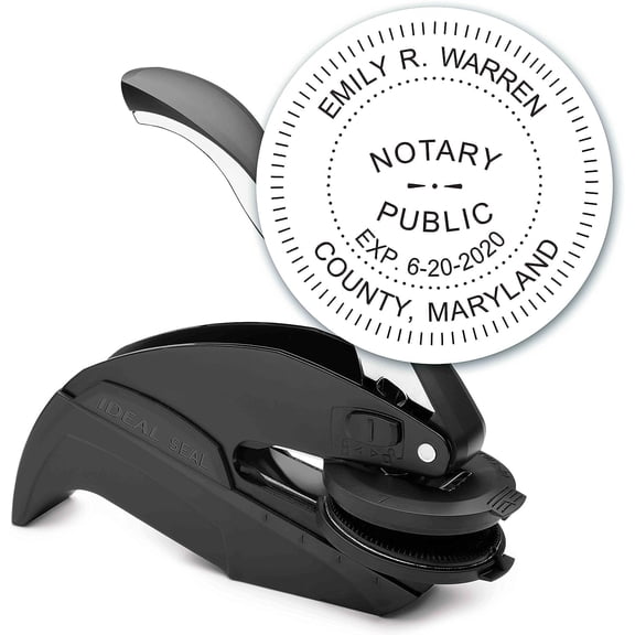 MaxMark Notary Seal Round Embosser for Maryland State - Includes Gold Burst Seal Labels (50 Count)
