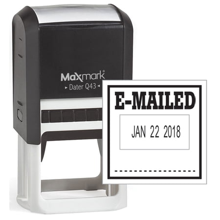 MaxMark Q43 (Large Size) Date Stamp with "E-MAILED" Self Inking Stamp - Black Ink