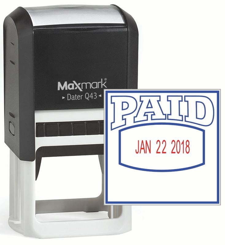 MaxMark Large Self-Inking Date Stamp - 2 Color Blue/Red Ink, Impressions Up To 2027