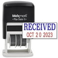 MaxMark SelfInking Rubber Date Office Stamp with Received Phrase Blue
