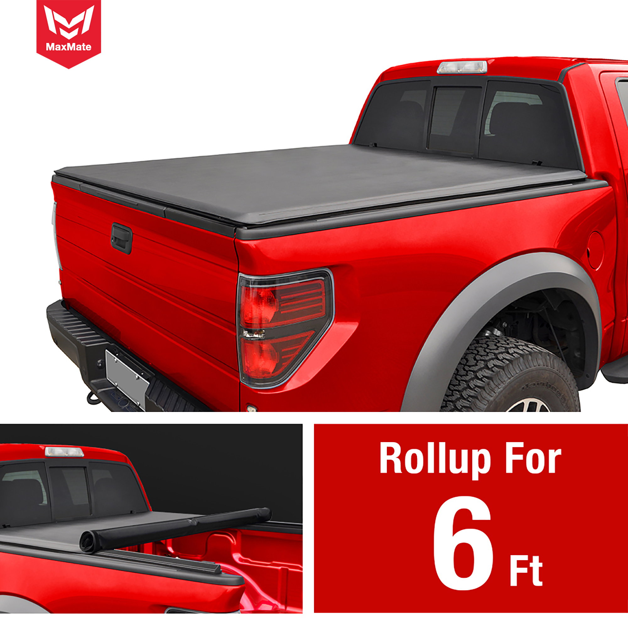 MaxMate Soft Roll-up Truck Bed Tonneau Cover Compatible with 2005-2015  Toyota Tacoma | 6' (74