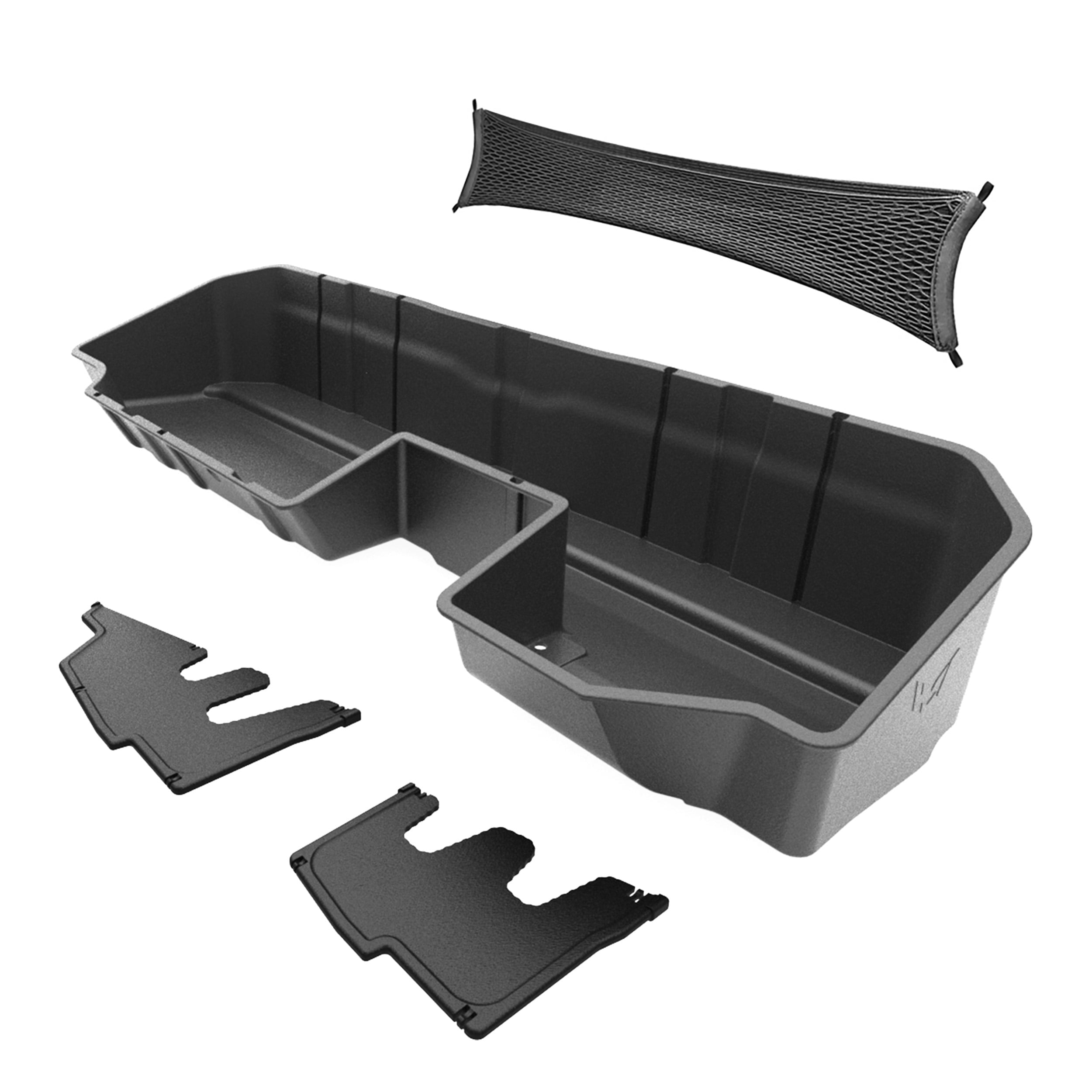 MaxMate Underseat Storage Box Compatible with 2019-2025 Chevy Silverado & GMC Sierra 1500; 2020-2025 2500 3500 HD | Double & Crew Cab | Black Rear Under Seat Extra Cargo Store Organizer | CB5C2278MX