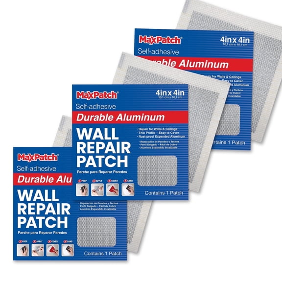 MaxPatch 4 in. x 4 in. Aluminum Wall Repair Patch (3-Pack) Expanded Perforated Rust-Resistant Aluminum for Interior Wall Repairs