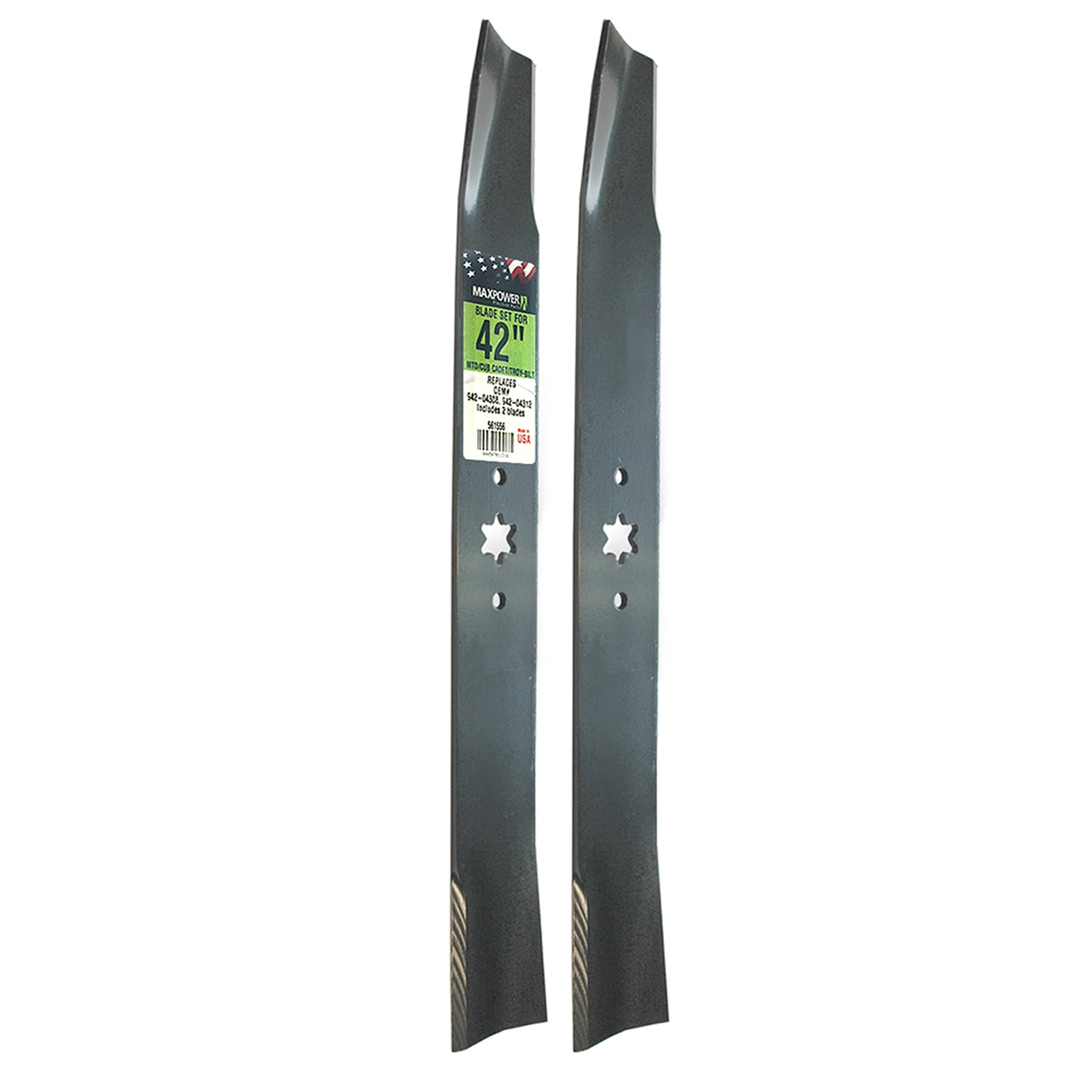 MaxPower 561556 (2) Blade Set for 42" Cut MTD, Cub Cadet, Troy Bilt Replaces OEM #942-04312, 942-04308, 742-04308, 742-04312, 119-8456