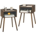 thumbnail image 1 of Mid Century Modern Side Table Bedroom with Storage, Small End Bedside Table with Solid Wood Legs for Living Room, Office Small Spaces (Rustic Brown), 1 of 8