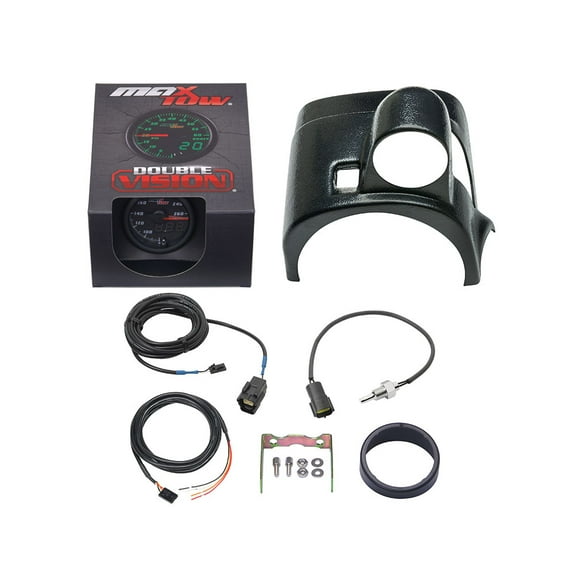MaxTow 1999-2007 Ford Super Duty Power Stroke Single Steering Column Gauge Package with Black & Green Transmission Temperature Gauge