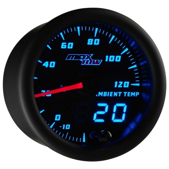 MaxTow | Black & Blue Double Vision Series Ambient Air Temperature Gauge for Trucks