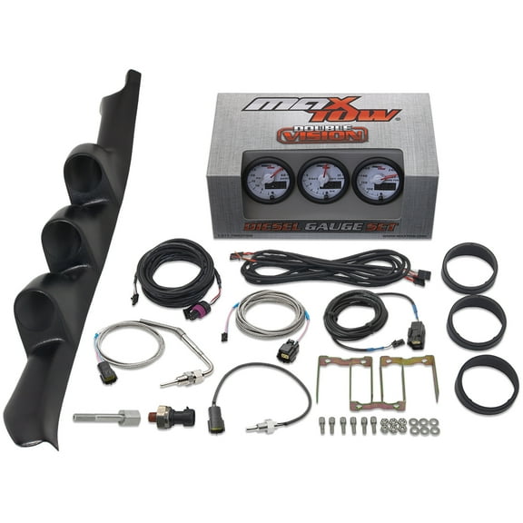 MaxTow | Black Triple Gauge Pillar Pod for 1995-1998 Chevy CK with MaxTow White & Green Double Vision Series 60 PSI Boost Gauge, 1500 F EGT Pyrometer and Trans Temp Gauge