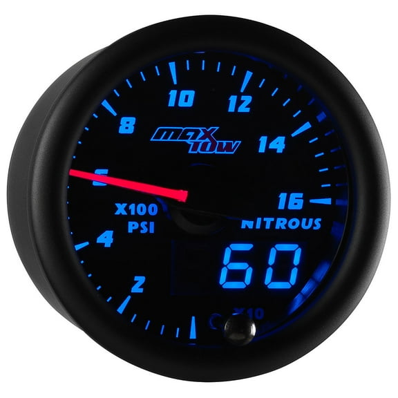 MaxTow | Black & Blue Double Vision Series Nitrous Pressure Gauge for Trucks