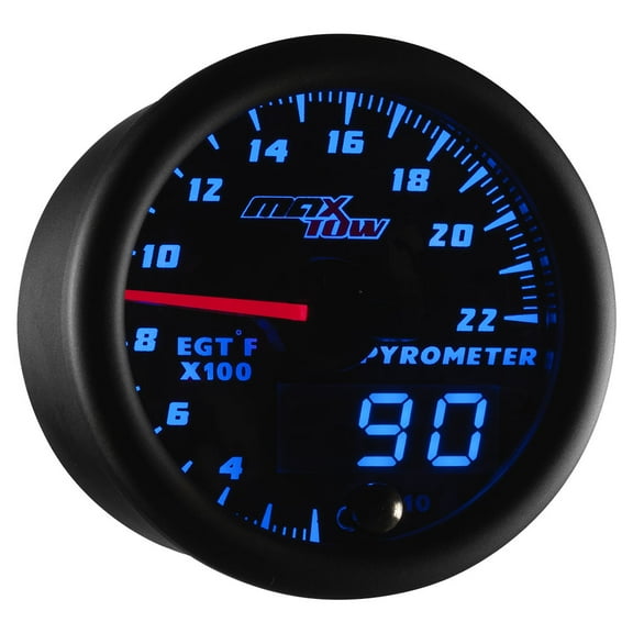 MaxTow | Black & Blue Double Vision Series 2200 Fahrenheit Pyrometer Exhaust Gas Temperature Gauge for Trucks