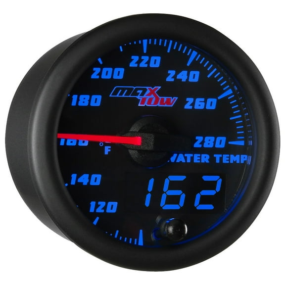 MaxTow | Black & Blue Double Vision Series Water Temperature Gauge for Trucks