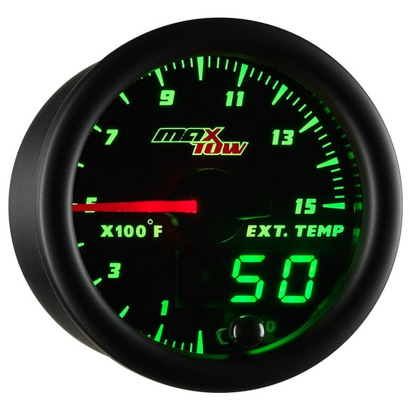 MaxTow | Black & Green Double Vision Series 1500 Fahrenheit Pyrometer Exhaust Gas Temperature Gauge for Trucks