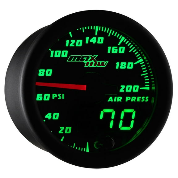 MaxTow | Black & Green Double Vision Series Air Pressure Gauge for Trucks